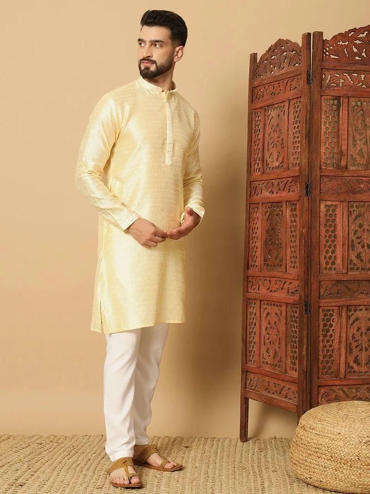 Men's Jacquard Solid Kurta Pyajama Set